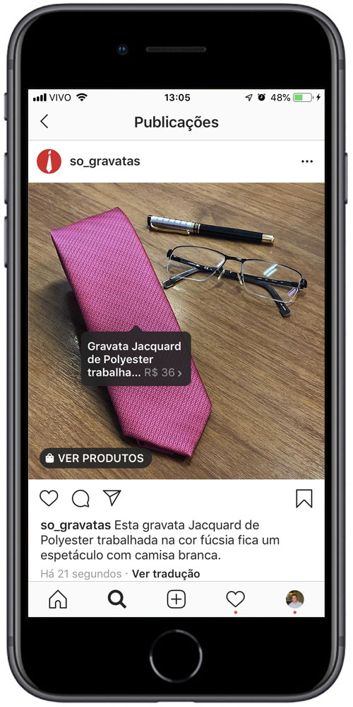Foto publicada no Instagram com produto marcado