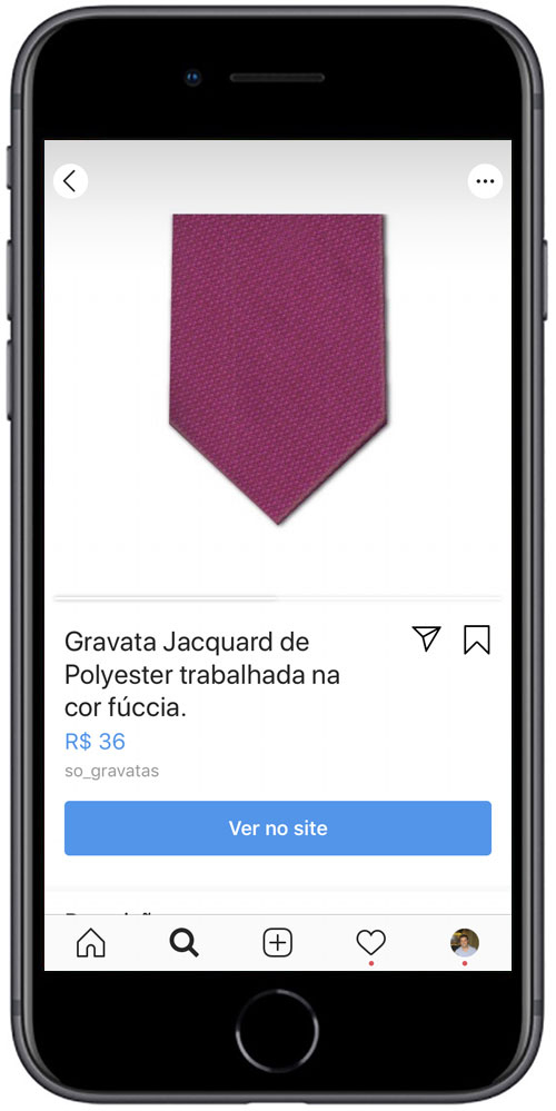 Detalhe do produto no Instagram