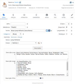 Cadastro de produtos